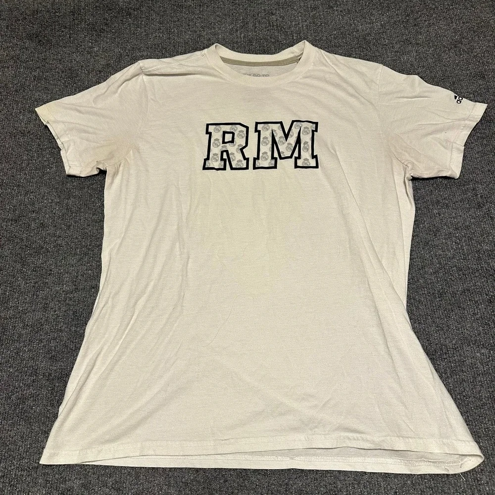 Adidas Real Madrid RM Climalite Performance Graphic T-Shirt Mens Large White